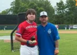 Player and coach on the field