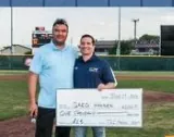 Athlete receiving a check on the field