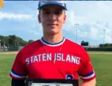 Player in a red Staten Island jersey